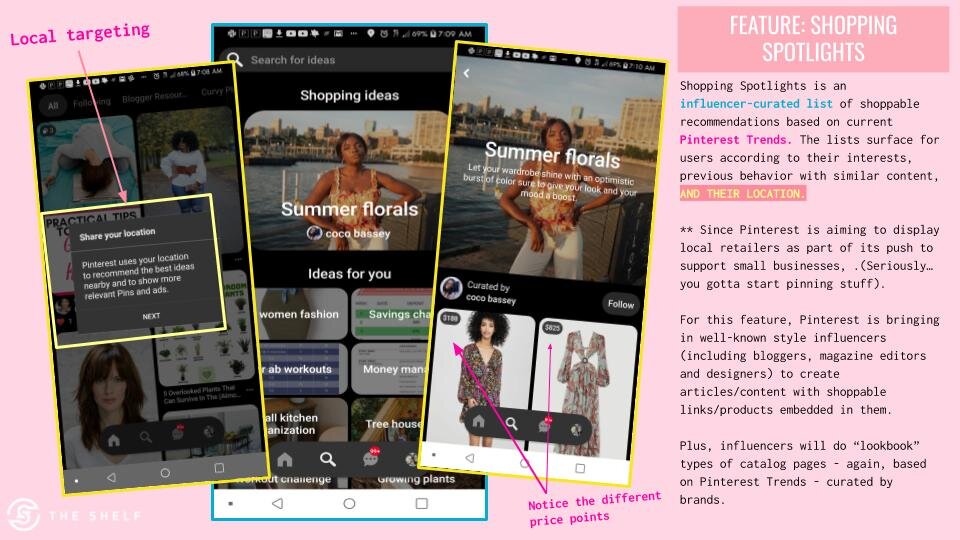 graphic of different Pinterest Local search features as example of influencer marketing idea