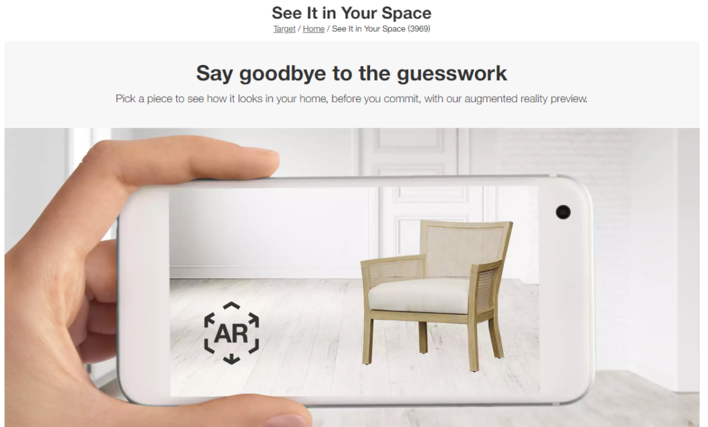 screenshot of Target AR features