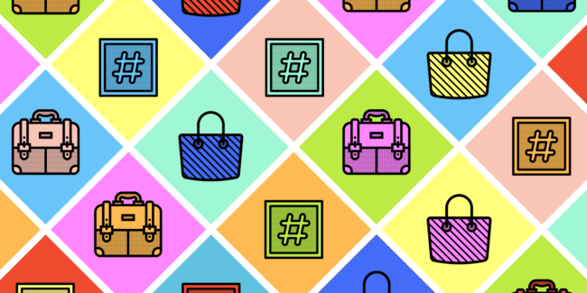 colorful diamond grid of handbag icons